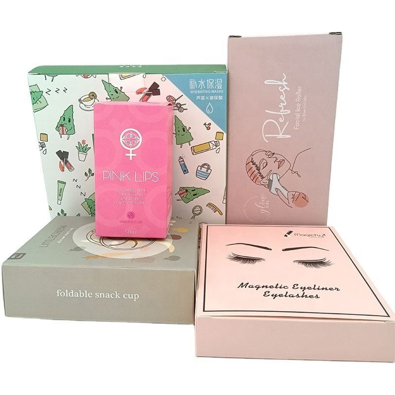 Produtos de cuidados com a pele de óleos essenciais personalizados, embalagem de caixa de papel autoportante reciclável com laminação fosca para creme para os olhos