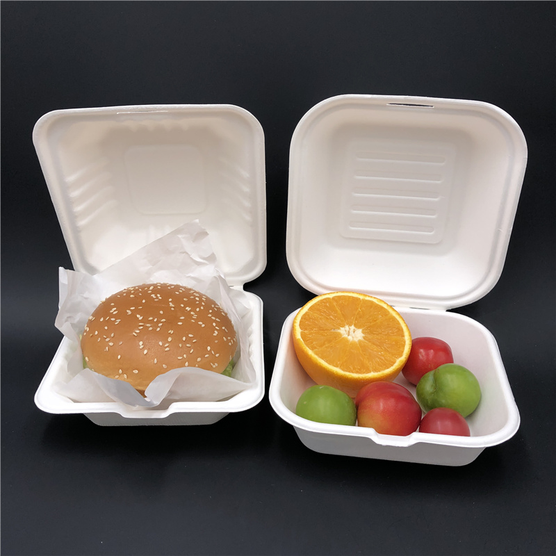 Embalagem para levar ecológica descartável utensílios de mesa compostáveis biodegradáveis de amido de milho PLA bagaço de cana clamshell caixa de almoço para alimentos