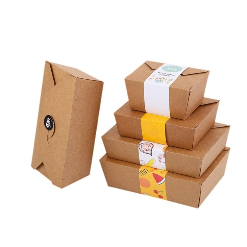 3# Embalagem de Alimentos Biodegradável de Kraft Descartável Caixa de Almoço Ecológica