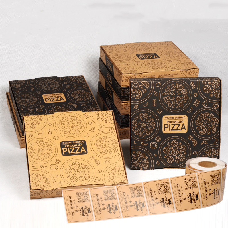 Caixa de Embalagem de Comida para Pizza de Papel Corrugado Biodegradável Personalizada com Logo Ecológica para Fast Food e Delivery