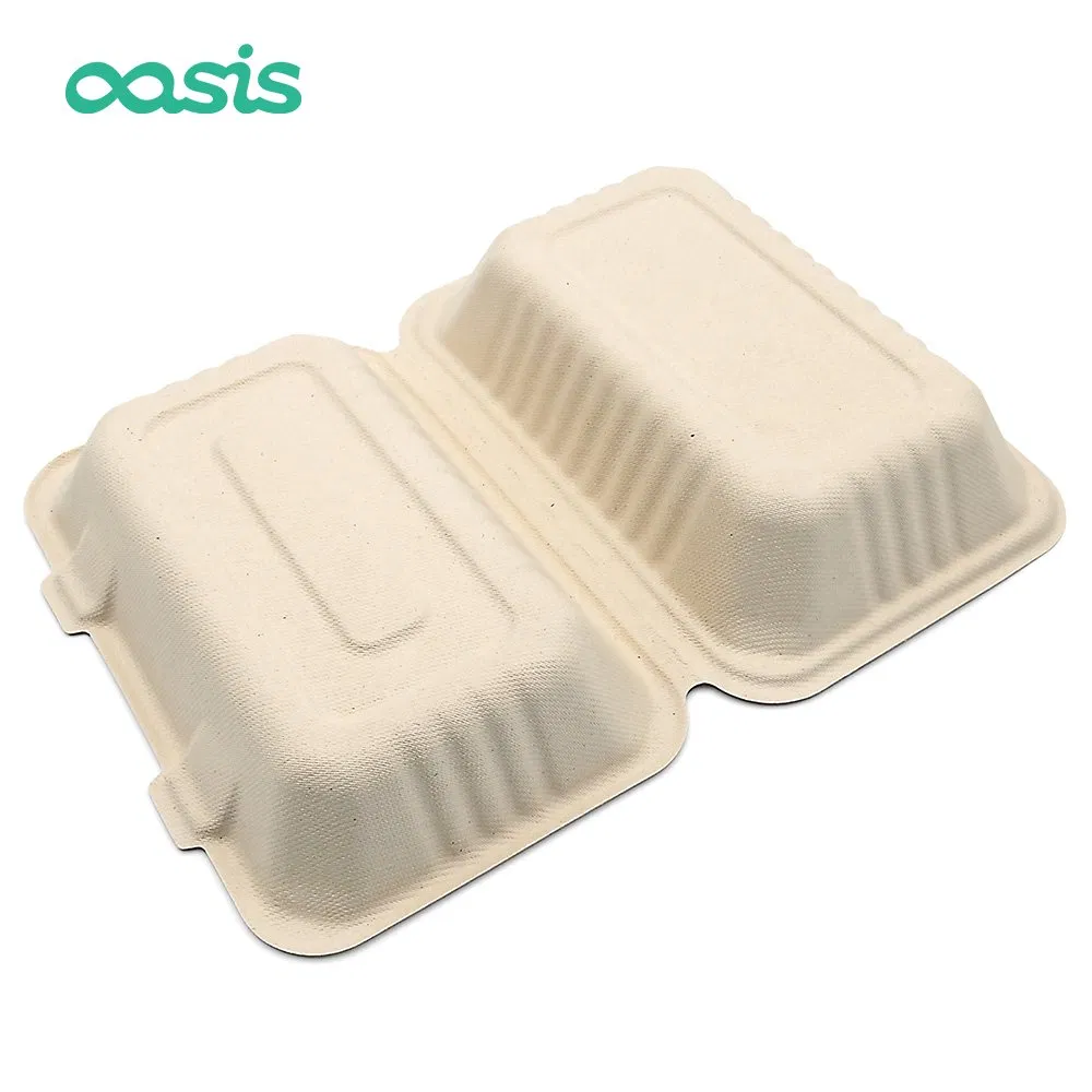 Caixa de Almoço Descartável Biodegradável de Papel de Bagaço de Cana-de-Açúcar Ecológica