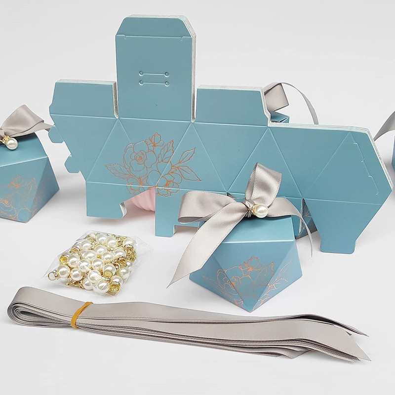 Caixa de embalagem de papel presente personalizada com fita para doces, chocolates, nozes, frutas e brinquedos