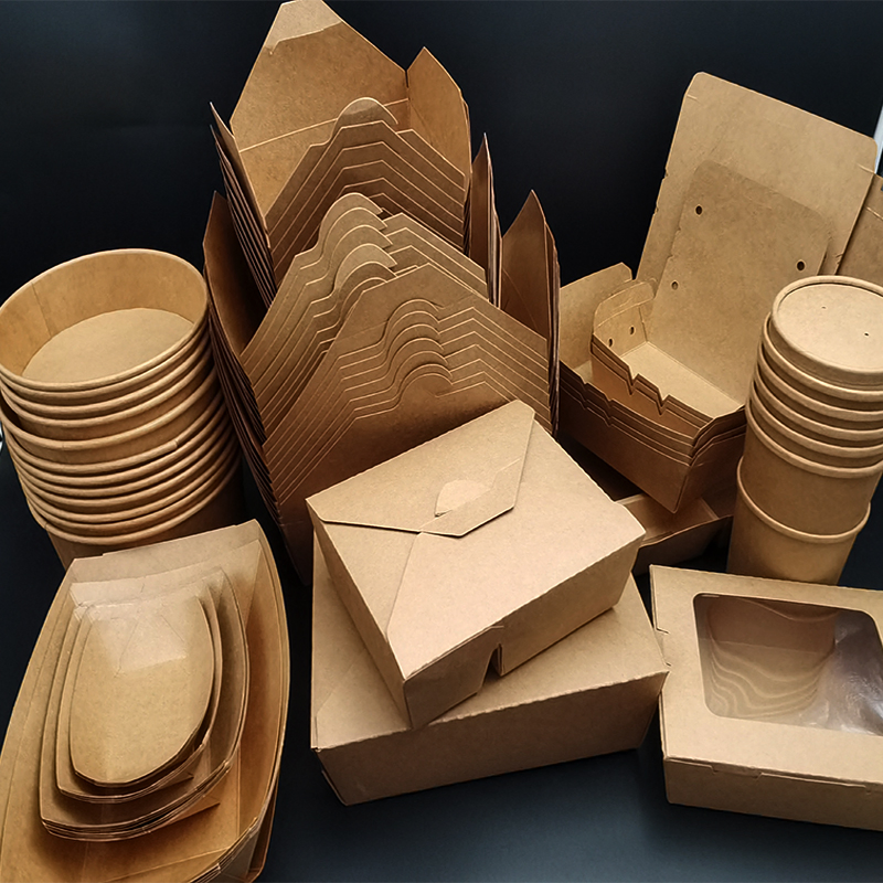 Caixa de Almoço Ecológica de Papel Biodegradável Caixa Bento Descartável para Alimentos