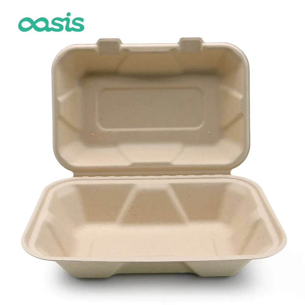 Caixas de embalagem de papel biodegradável de bagasse personalizadas e ecológicas para alimentos