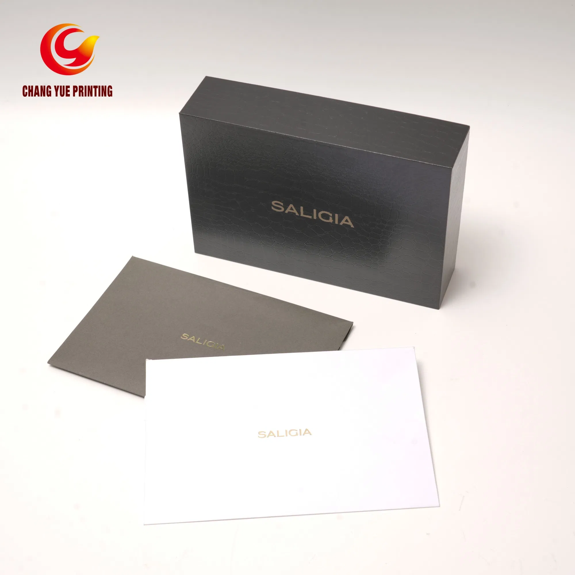 Embalagem de Luxo Rígida Personalizada Preta para Armazenamento de Cosméticos, Roupas e Apresentação de Produtos em Caixa de Papelão Dobrável