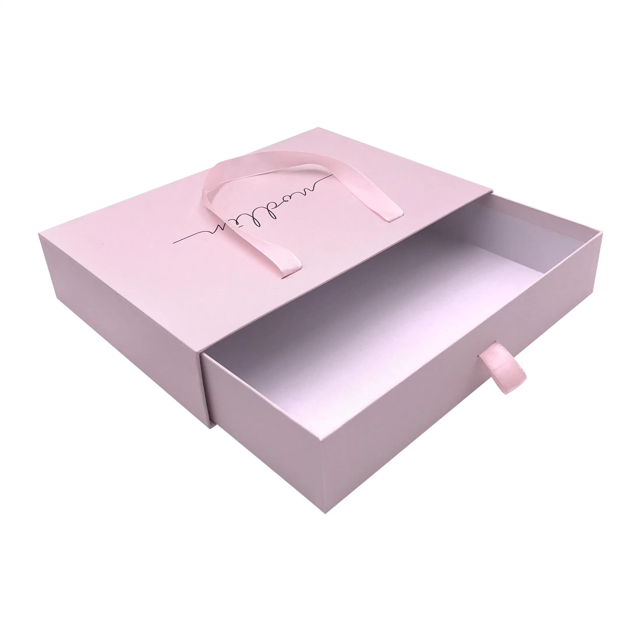 Caixas de presente de cosméticos de luxo rosa por atacado, caixa de embalagem de perfume com gaveta e alça