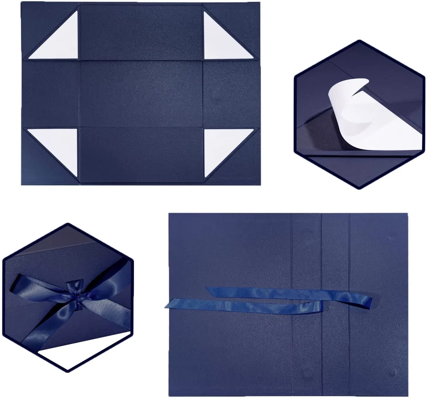 Caixa de presente dobrável personalizada azul marinho impressa para flores, casamento, caixa rígida de luxo com flip magnético e impressão para perfume, joias, roupas, cosméticos