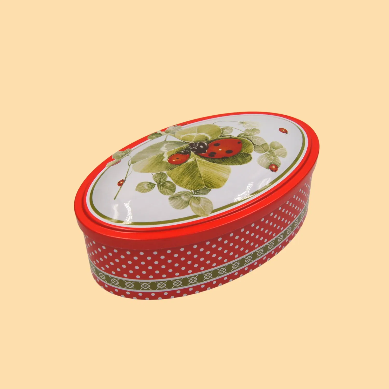 Lata de metal oval vazia personalizada para biscoitos, chocolate, bolo, caixa de comida, caixa de presente de metal com design personalizado para embalagem de doces, balas e guloseimas