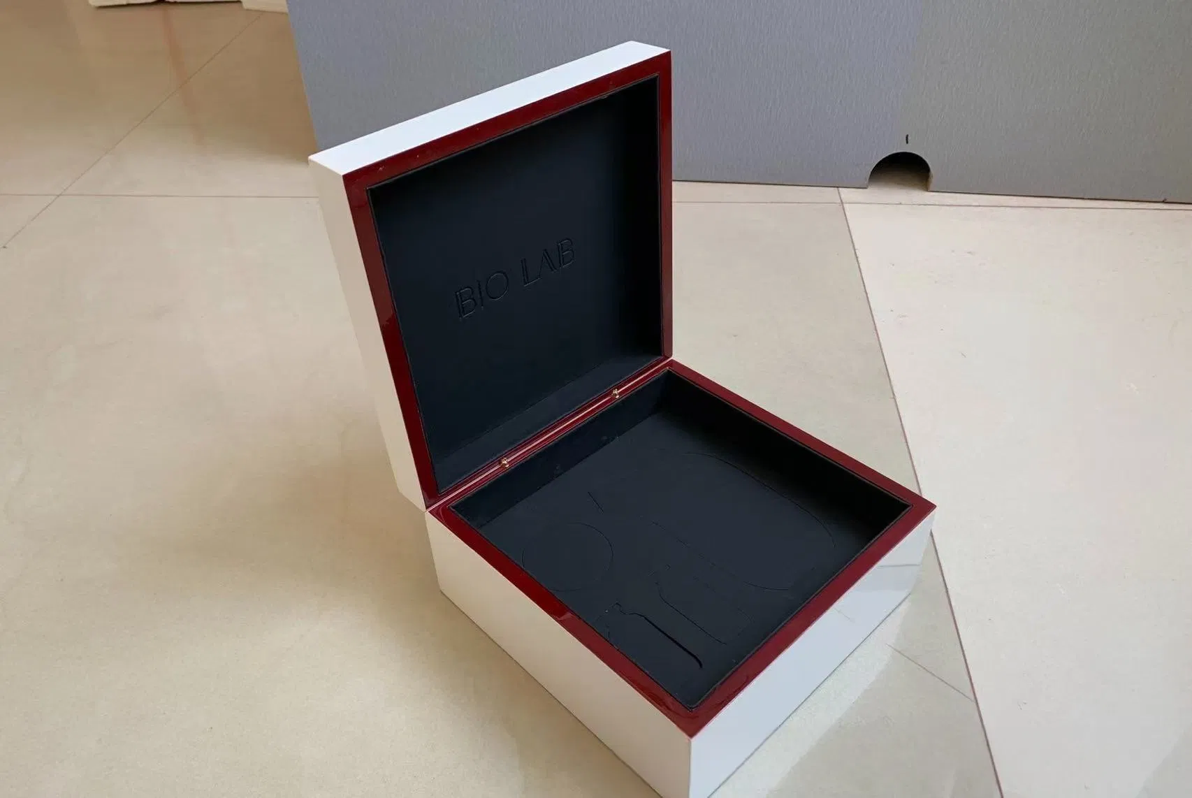 Caixa de Madeira Personalizada para Presentes de Cosméticos e Cuidados com a Pele, Recipiente de Embalagem de Luxo, Caixa de Madeira com Logotipo Personalizado, Pintura de Piano em Caixa de Madeira
