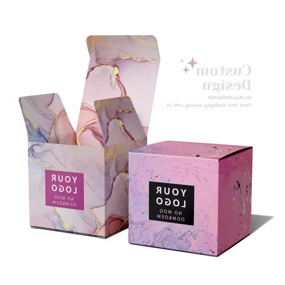 Caixa de Embalagem Quadrada de Papel Revestido Ecológico com Logo Personalizado, Caixa de Presente Elegante para Vela Aromática, Adequada para Uso Pessoal e Presentes de Feriado