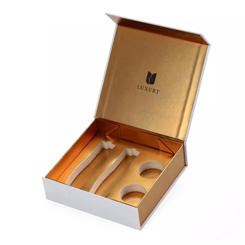 Caixa de Papel de Luxo Personalizada com Logo Magnético para Conjunto de Cosméticos e Produtos de Cuidado da Pele, Embalagem para Presentes