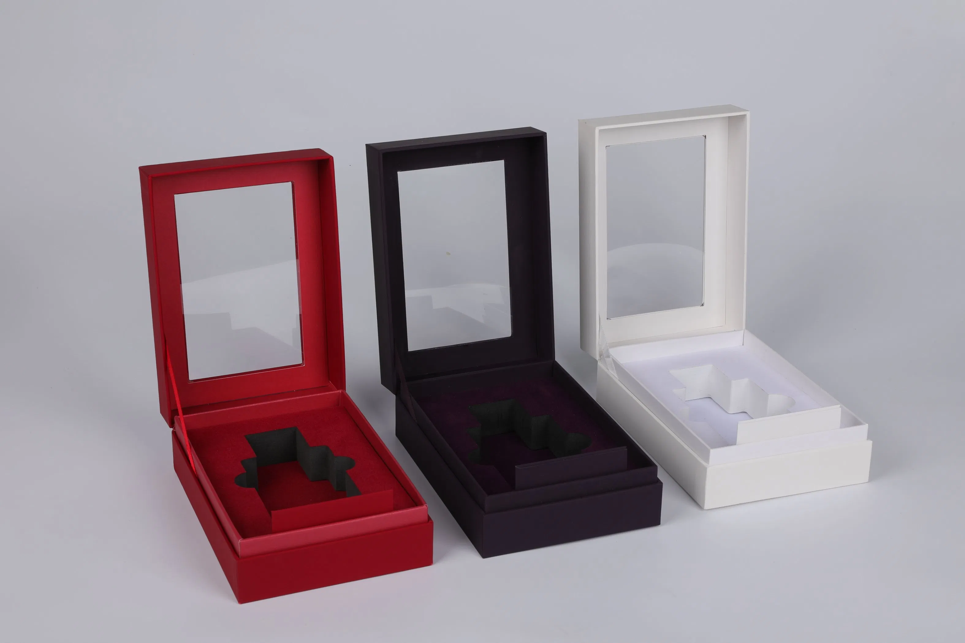 Preço de Fábrica de Logotipo Impresso Embalagem de Luxo Personalizada com Janela de PVC Caixa de Perfume Avançada e Exquisita com Caixa Rígida para Presentes