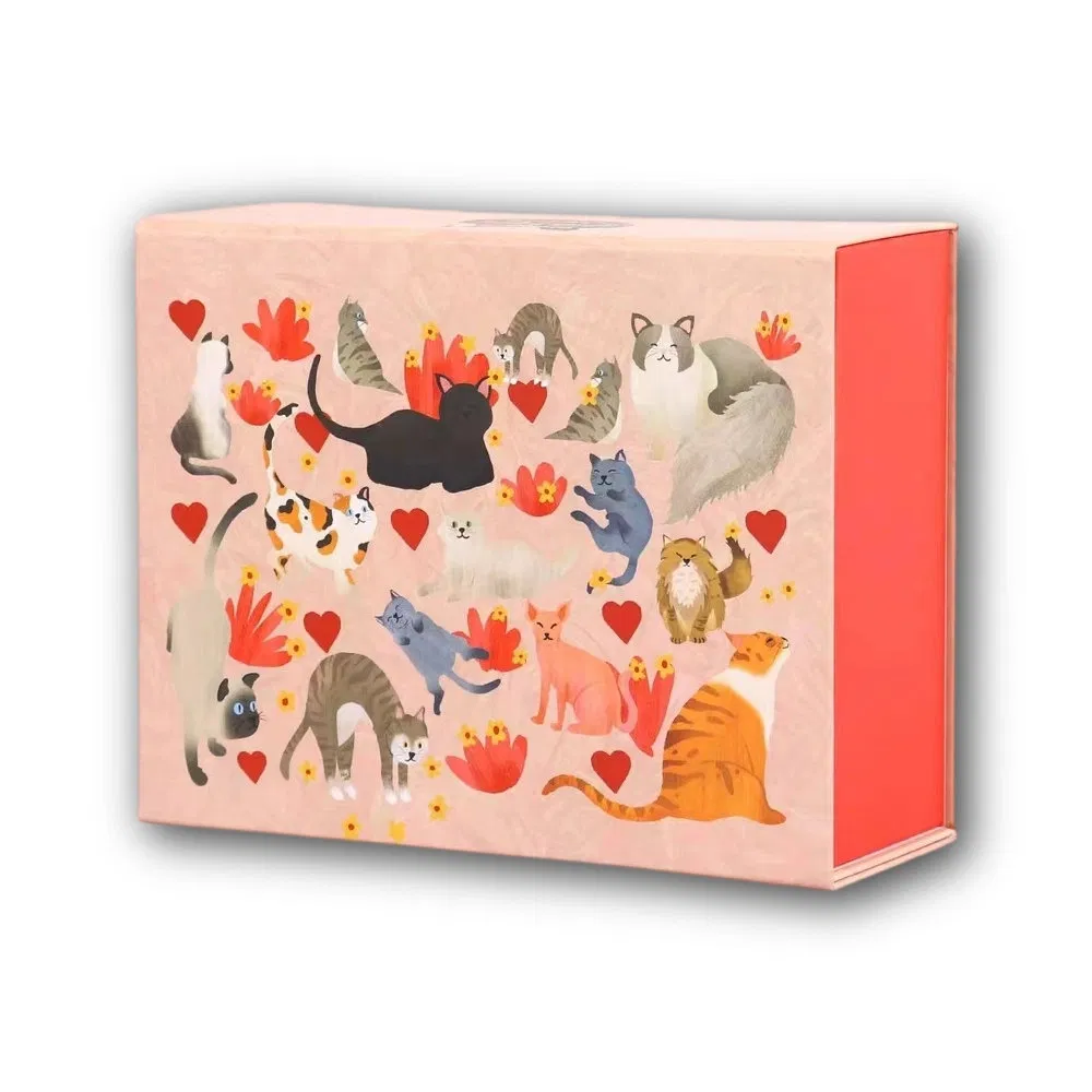 Caixa de presente dobrável em papel ecológico estilo quadrinhos personalizada para lenços