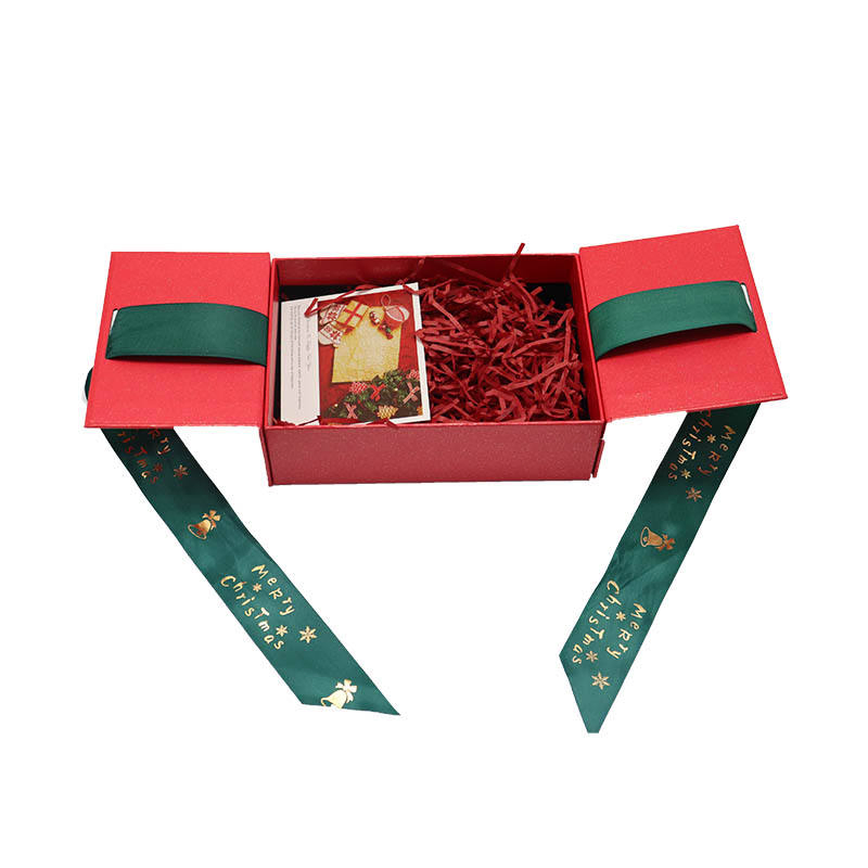 Embalagem rígida personalizada de dupla porta reciclável para presente de Natal, presente infantil, doce, vela