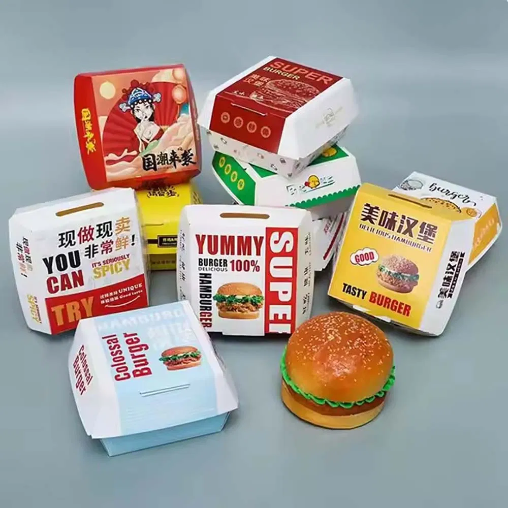 Embalagem de papel descartável biodegradável para alimentos, caixa de frango frito, ecológica