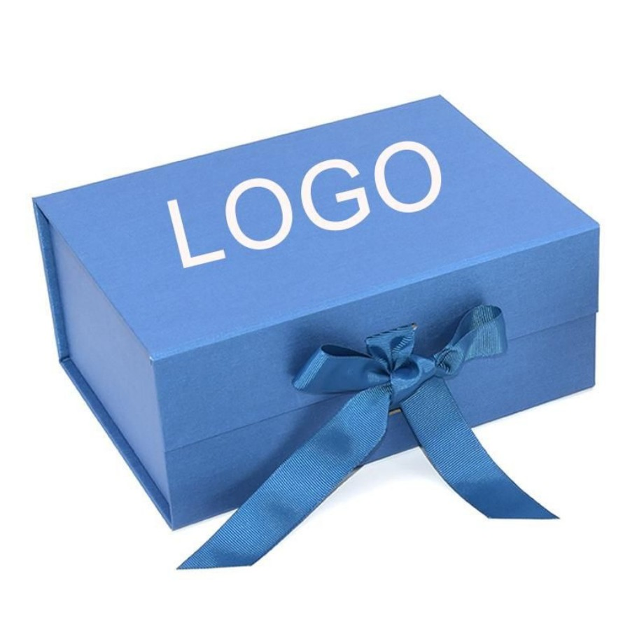 Caixa de Embalagem Dobrável Azul de Papelão para Produtos de Cuidado da Pele para o Dia das Festas