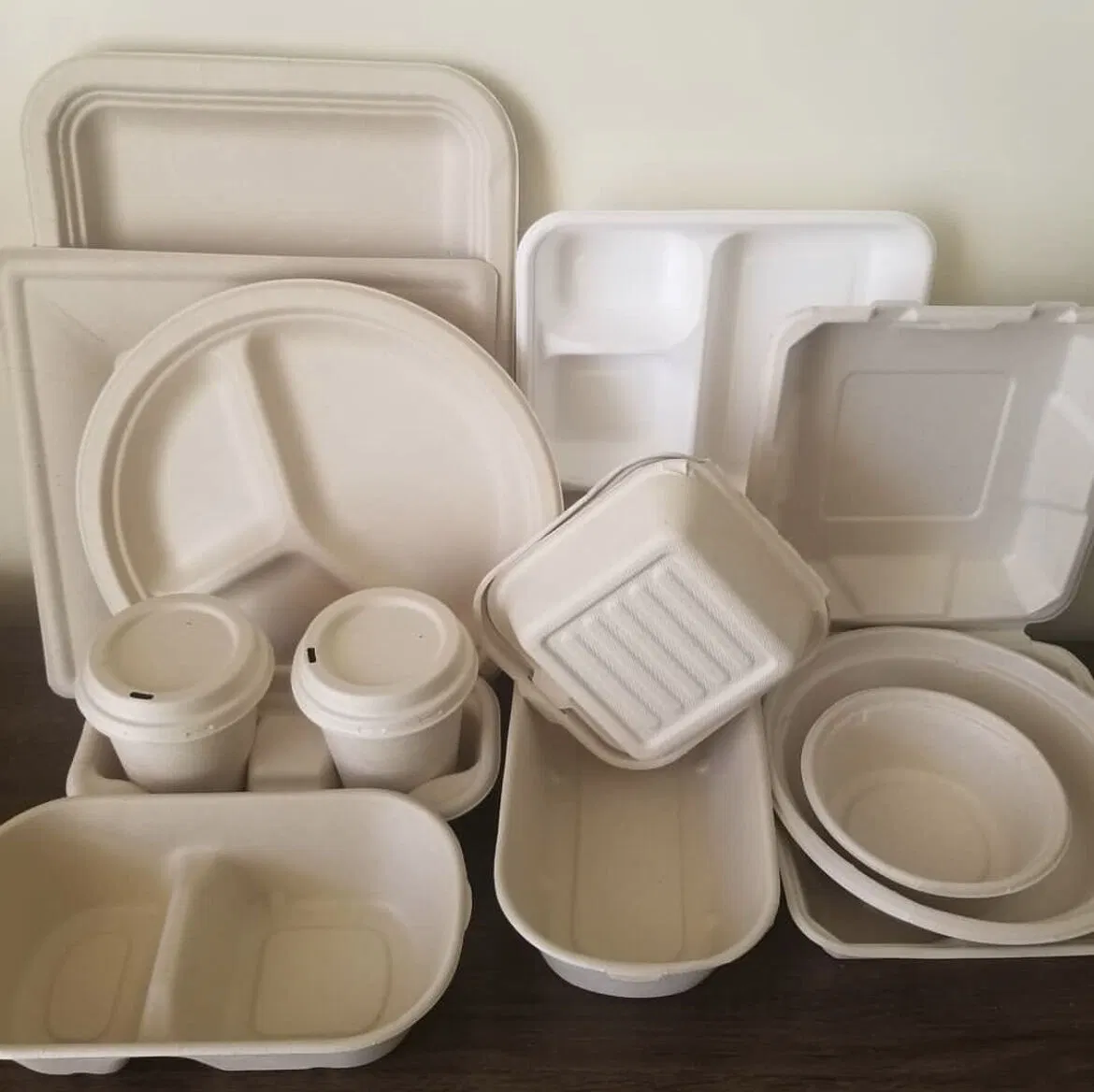 100% Embalagem de Alimentos Descartável Clamshell para Almoço em Caixa Bento de Bagaço de Cana de Açúcar Biodegradável e Ecológica