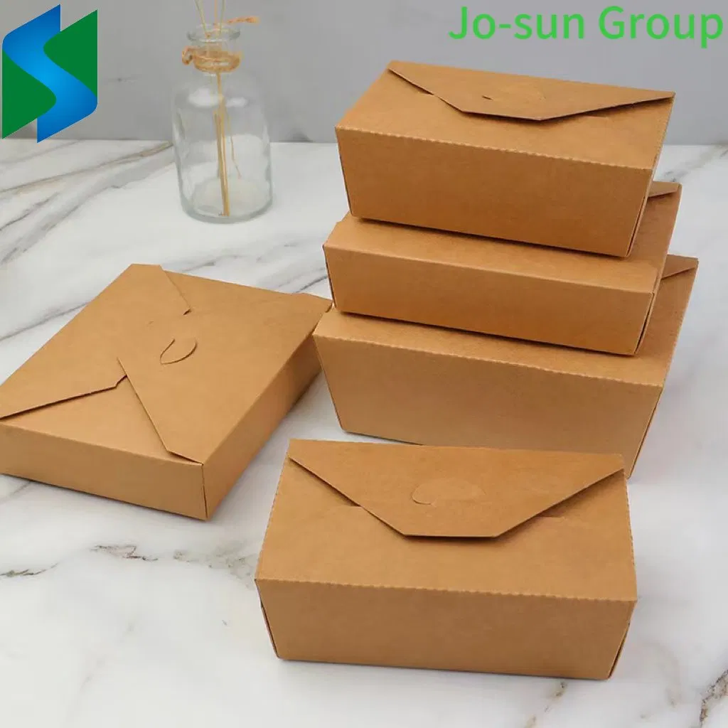 Caixas de comida para viagem personalizadas e biodegradáveis, descartáveis, Kraft, descartáveis e ecológicas Caixa de almoço em papel Kraft