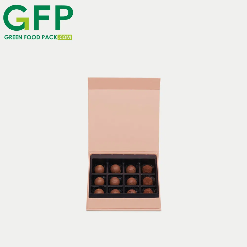 Caixa de papel personalizada para embalagem de alimentos com bandeja interna para doces de chocolate escuro de Páscoa e Eid do Ramadã