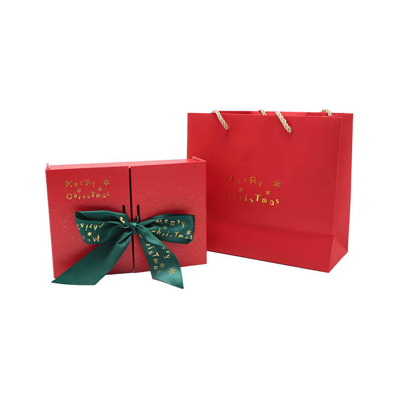 Embalagem rígida personalizada de dupla porta reciclável para presente de Natal, presente infantil, doce, vela