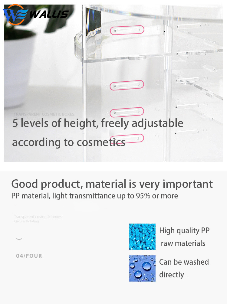 Caixa de Armazenamento Cosmético Transparente Acrílico Prateleira Rotativa Mesa de Trabalho Produtos para Cuidados com a Pele Mesa de Maquiagem Caixa para Batom