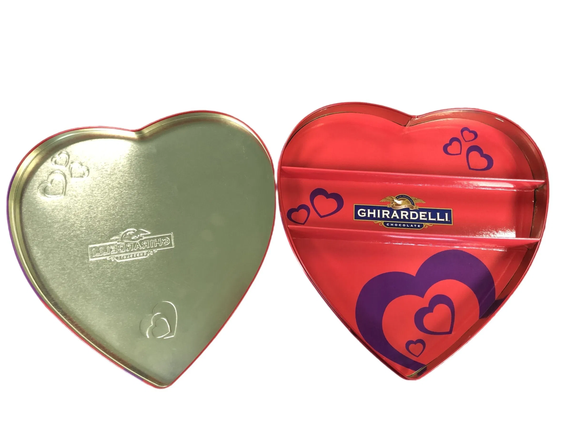 Lata de metal em forma de coração para chocolates, biscoitos, doces, menta, embalagem de presente de Natal