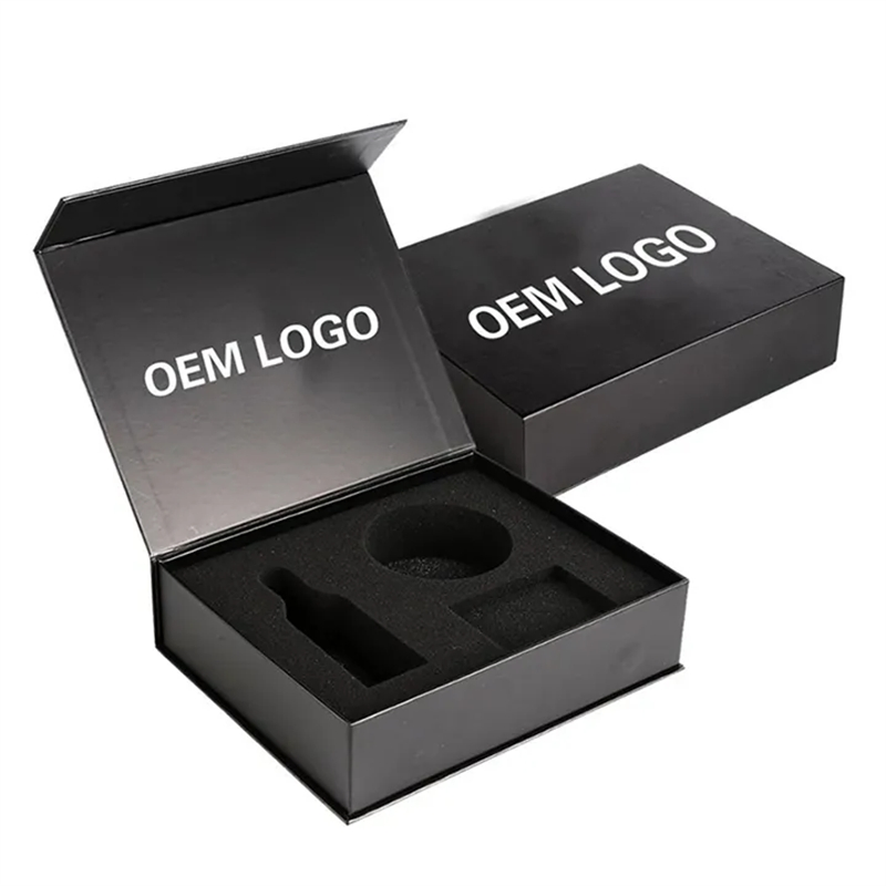 Caixas de Perfumaria Dobráveis de Luxo Personalizadas Reutilizáveis em Preto Fosco para Roupas e Perucas com Fecho Magnético para Embalagem de Presentes