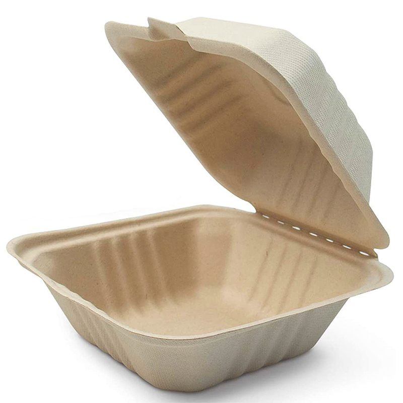 Embalagem para viagem de fast food biodegradável, caixa de bagasse, recipientes para alimentos ecológicos
