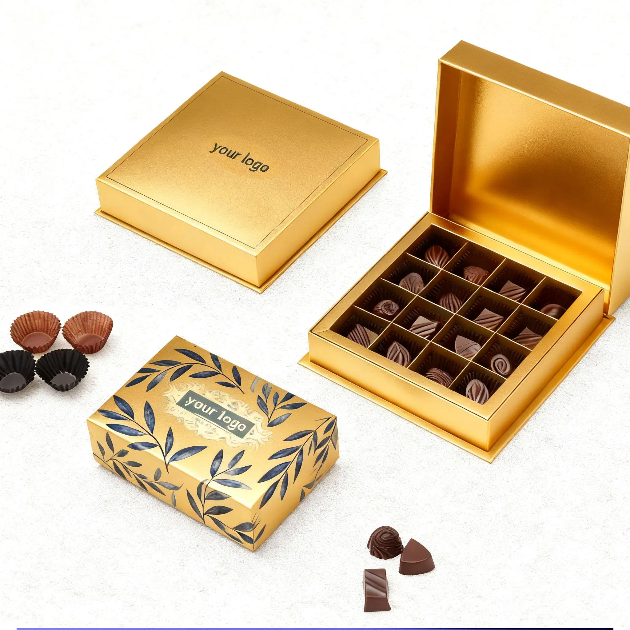 Caixa de Embalagem de Papel de Grau Alimentício para Chocolates Doces Magnéticos de Luxo