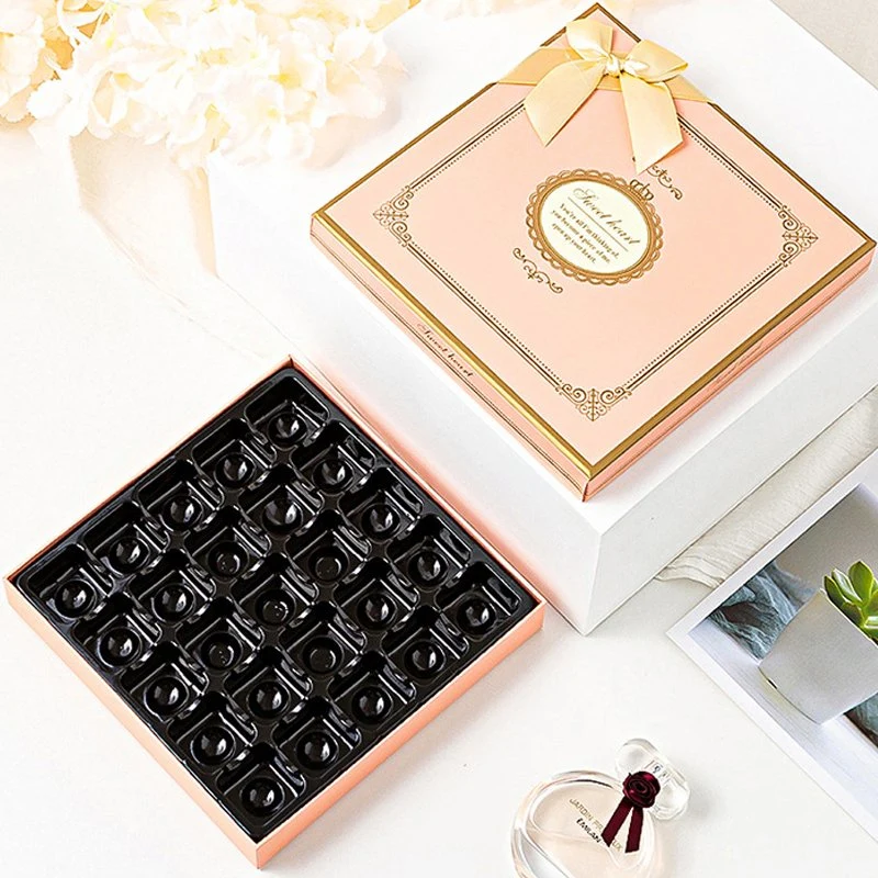 Caixa de presente de luxo biodegradável para embalagem de doces de casamento com logotipo personalizado, caixa vazia para chocolates e guloseimas