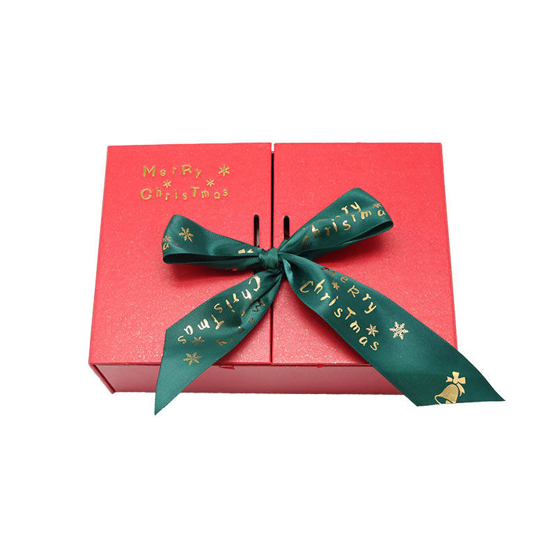 Embalagem rígida personalizada de dupla porta reciclável para presente de Natal, presente infantil, doce, vela