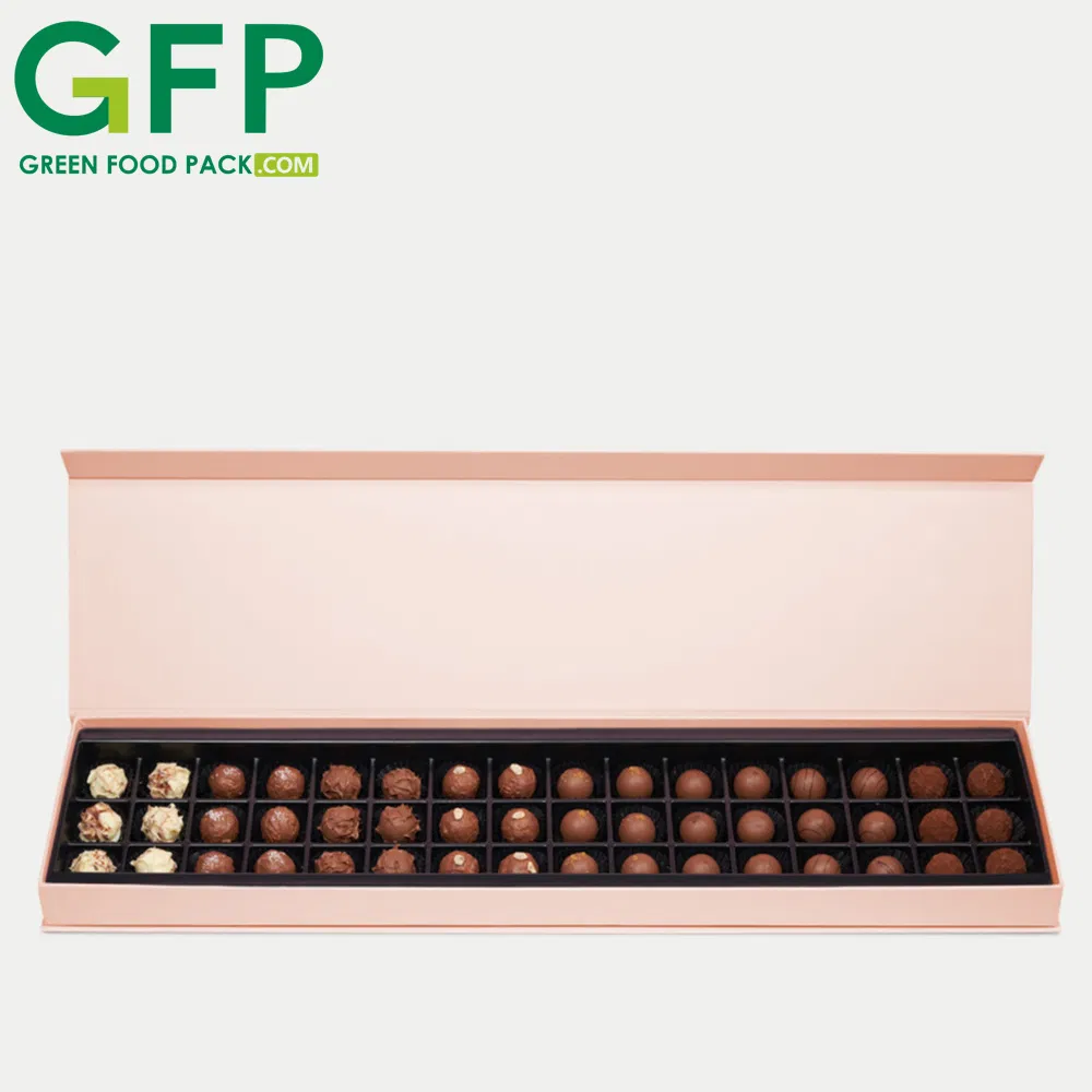 Caixa de papel personalizada para embalagem de alimentos com bandeja interna para doces de chocolate escuro de Páscoa e Eid do Ramadã