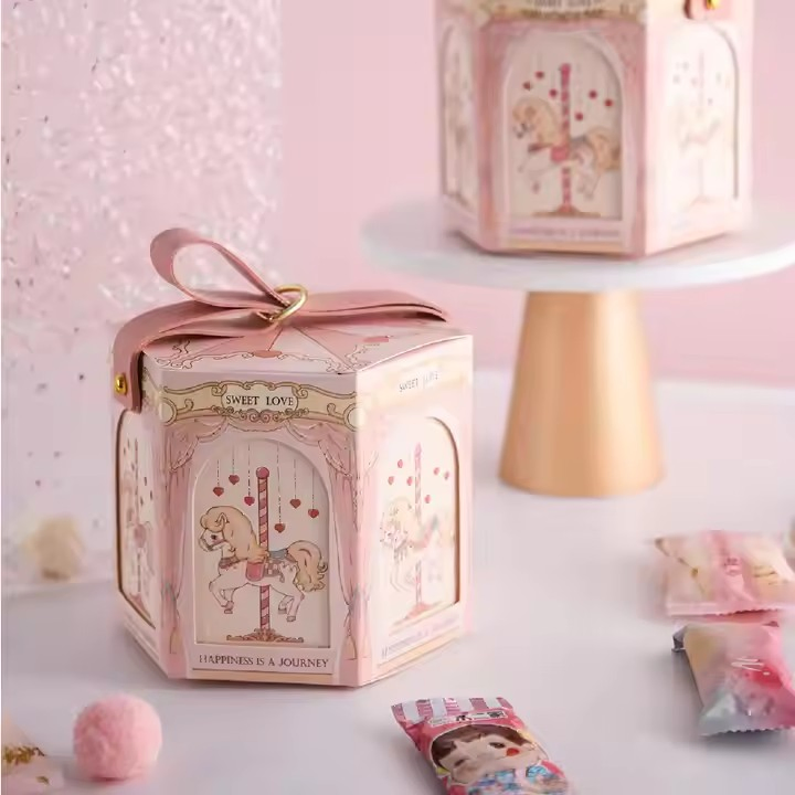 Caixa de presente personalizada impressa com logotipo, embalagem de papel com doces e chocolates, caixa surpresa para recém-nascidos, presente de aniversário para bebês