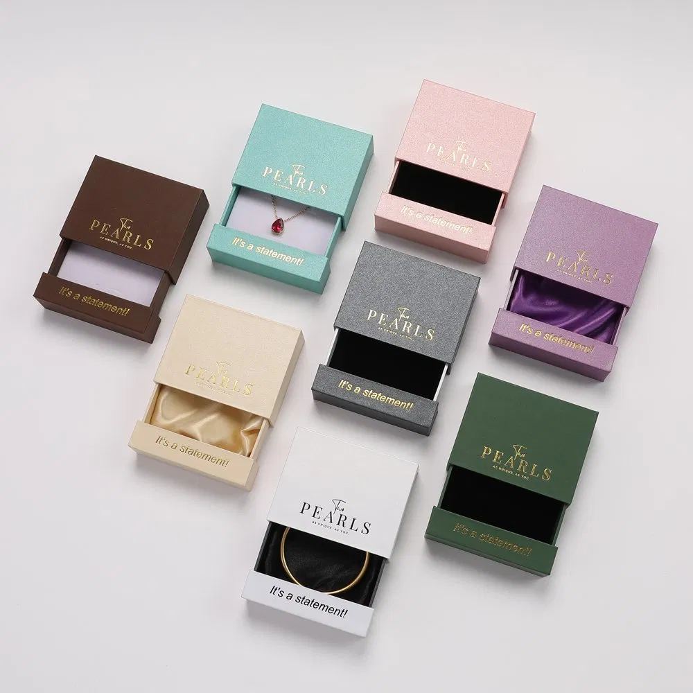 Caixa de presente deslizante personalizada em papel reciclável feito à mão com logotipo