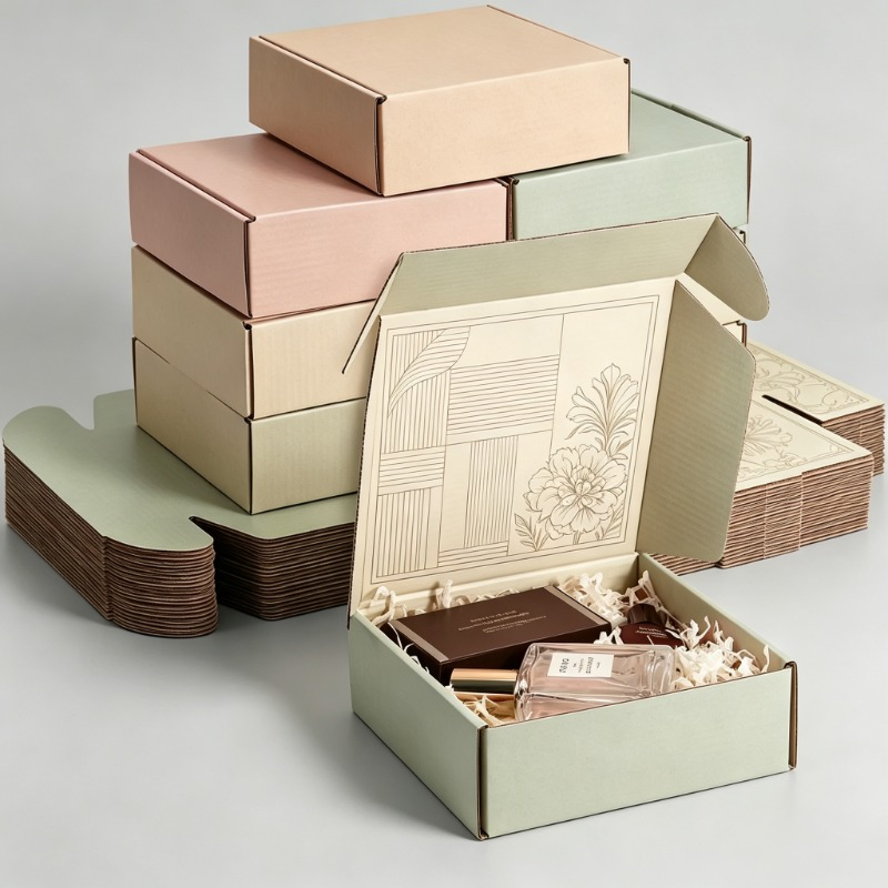 Embalagem de Caixa de Papelão Personalizada com Estampa, Estilo de Pasta Corrugada, Reciclável, Logotipo, Embalagem de Presente Rosa para Joias, Caixa para Sapatos e Roupas, Caixa Postal de Papel para Envio