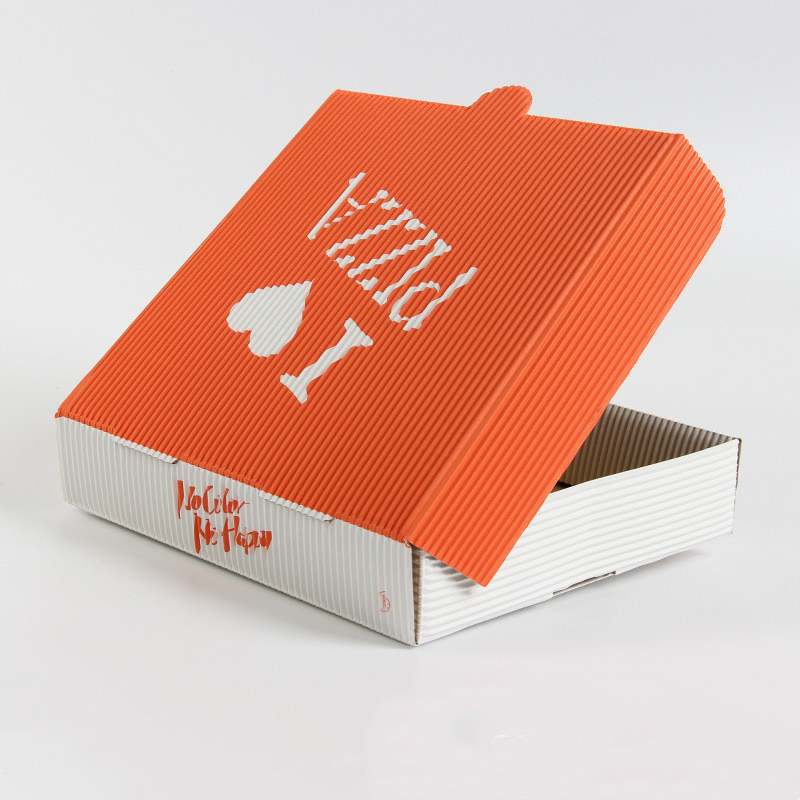 Caixa de Embalagem de Comida para Pizza de Papel Corrugado Biodegradável Personalizada com Logo Ecológica para Fast Food e Delivery