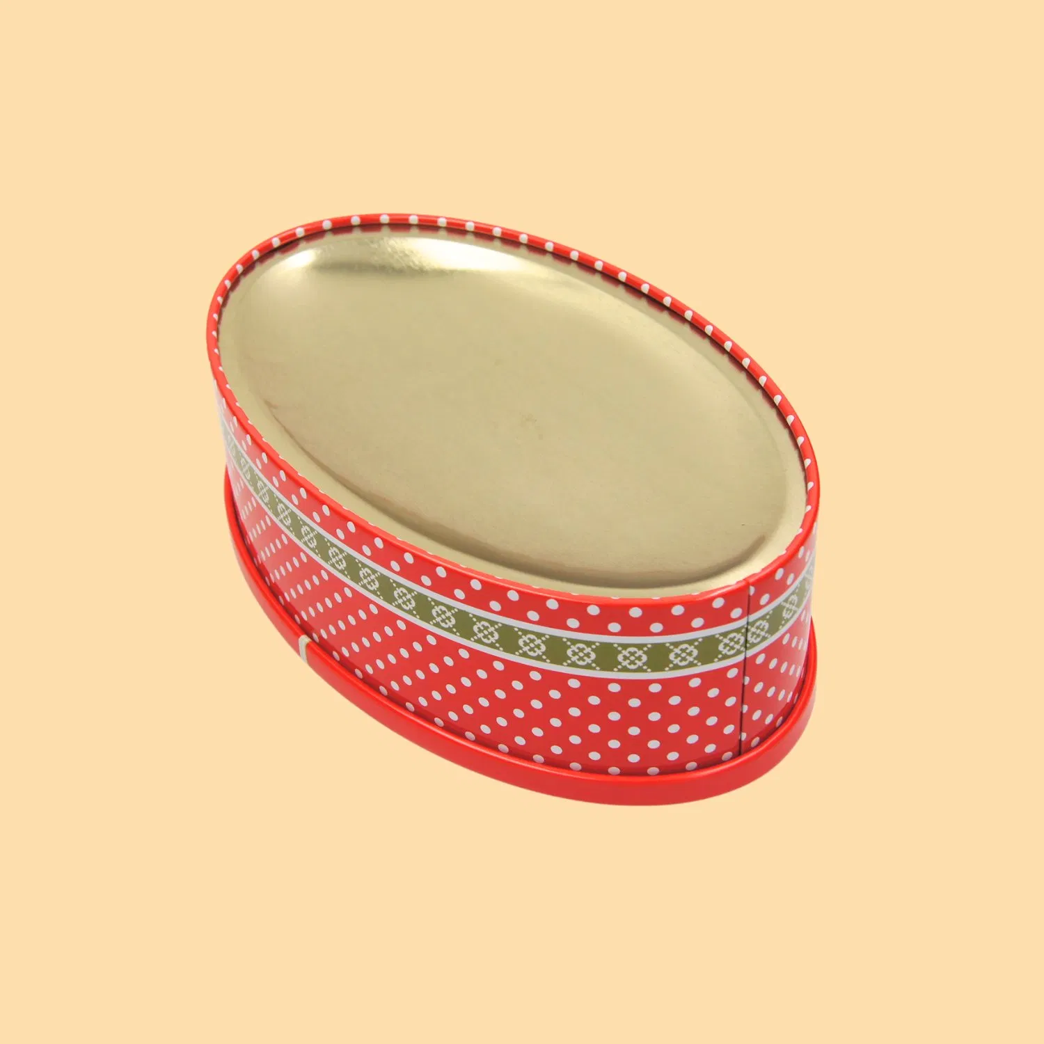 Lata de metal oval vazia personalizada para biscoitos, chocolate, bolo, caixa de comida, caixa de presente de metal com design personalizado para embalagem de doces, balas e guloseimas