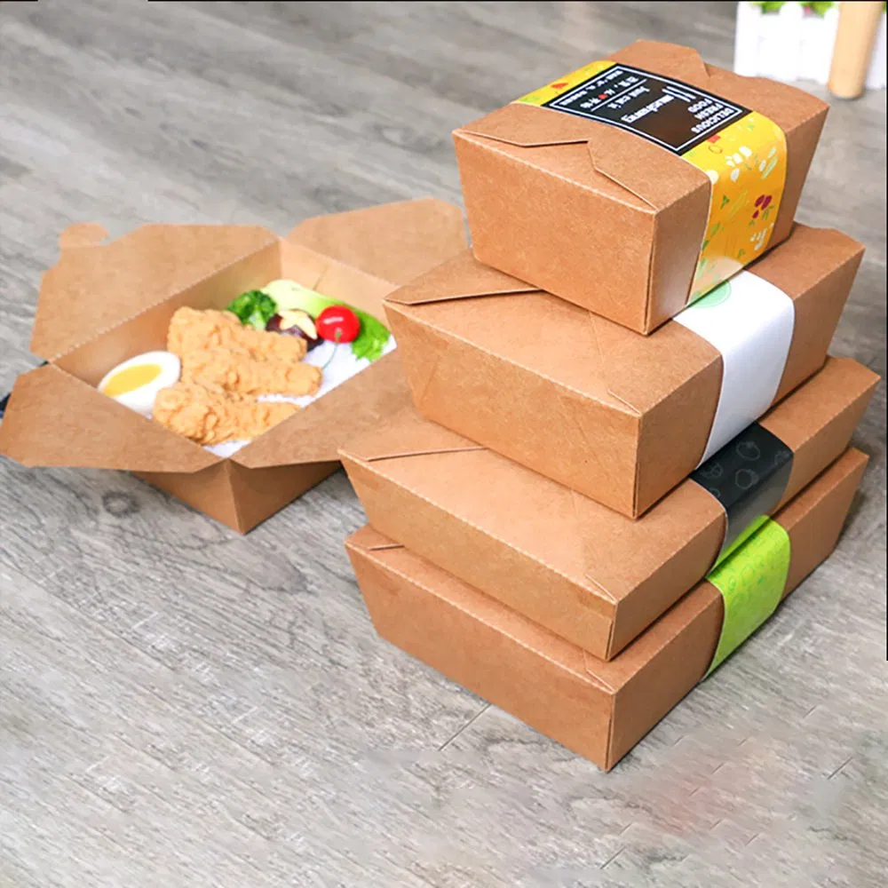 Embalagem de papel descartável biodegradável para alimentos, caixa de frango frito, ecológica
