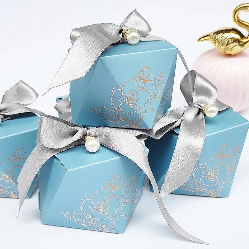 Caixa de embalagem de papel presente personalizada com fita para doces, chocolates, nozes, frutas e brinquedos
