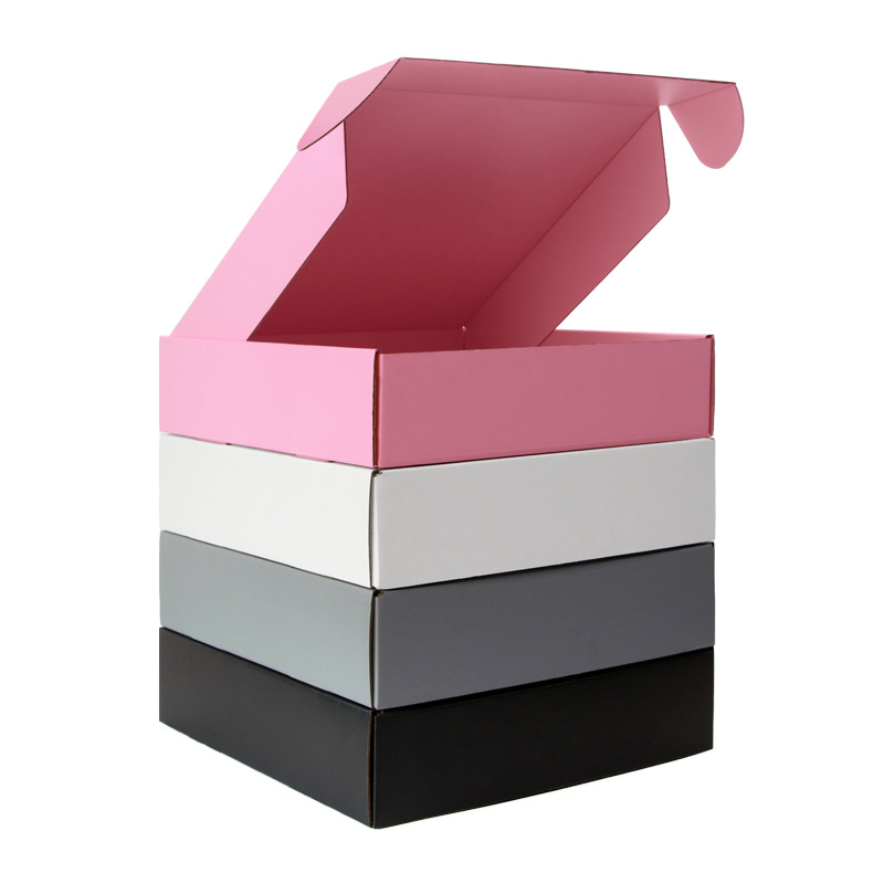 Embalagem de Envio em Papelão Corrugado Personalizada para Flute E Commerce Caixa Branca Preta Rosa Marrom