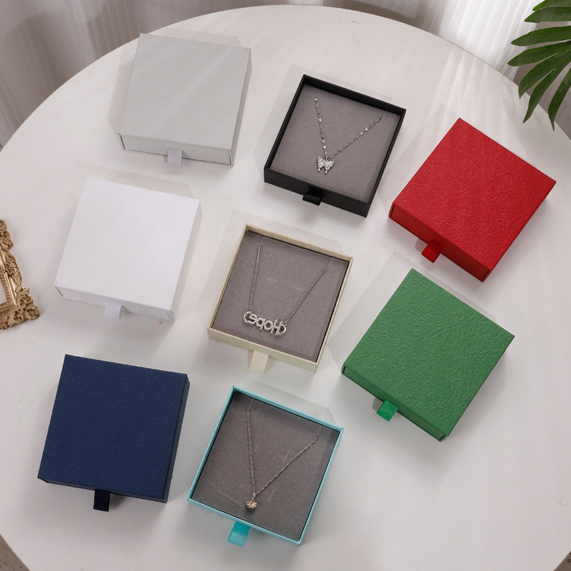 Caixa de Joias Pronta para Envio, Caixa de Armazenamento para Brincos, Anéis, Colares e Pulseiras, Caixa de Papel para Presentes