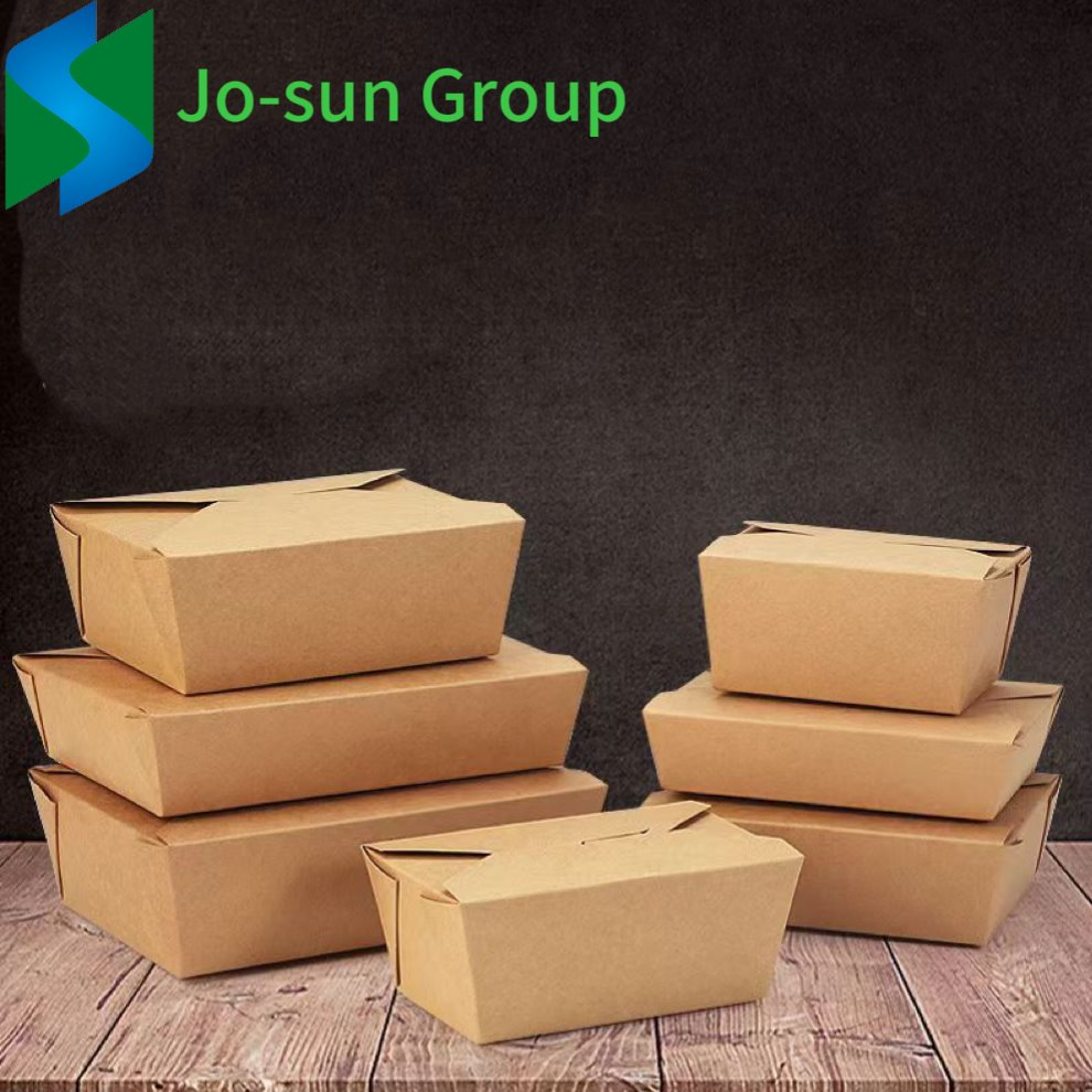 Caixas de comida para viagem personalizadas e biodegradáveis, descartáveis, Kraft, descartáveis e ecológicas Caixa de almoço em papel Kraft