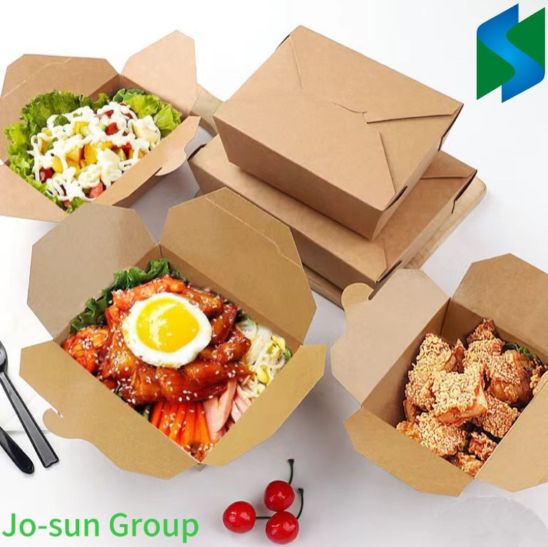 Caixas de comida para viagem personalizadas e biodegradáveis, descartáveis, Kraft, descartáveis e ecológicas Caixa de almoço em papel Kraft