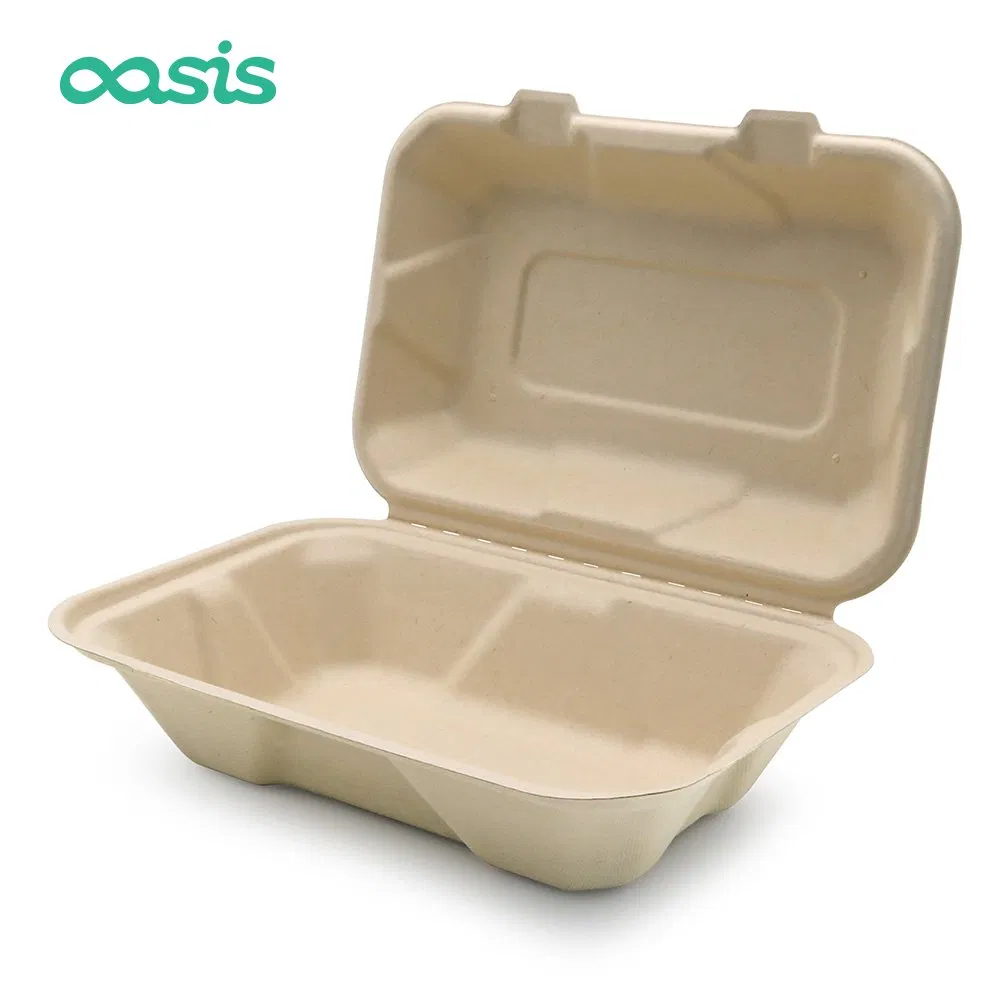 Caixas de embalagem de papel biodegradável de bagasse personalizadas e ecológicas para alimentos