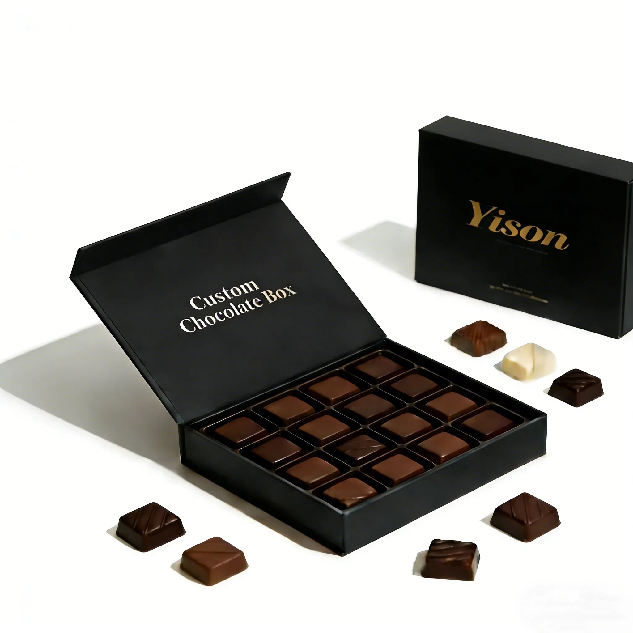Caixa de Embalagem de Papel Personalizada de Luxo com Fechamento Magnético para Doces e Chocolates para Presentes de Dia dos Namorados e Natal