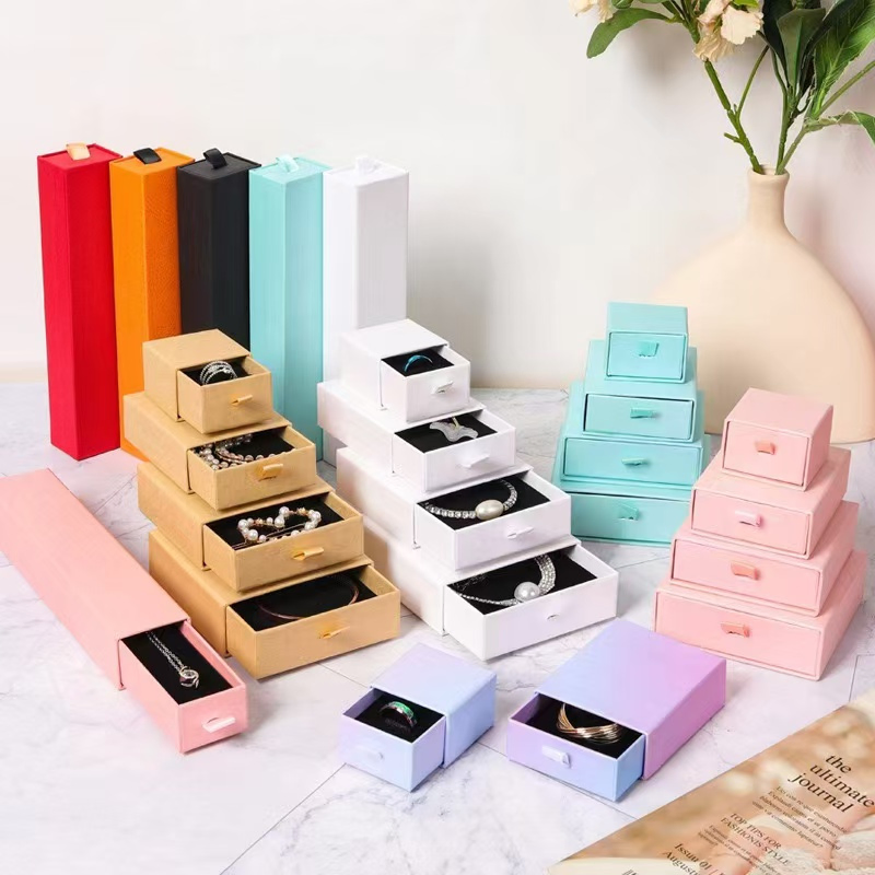 Caixa de presente de luxo para joias em papelão deslizante com logotipo personalizado