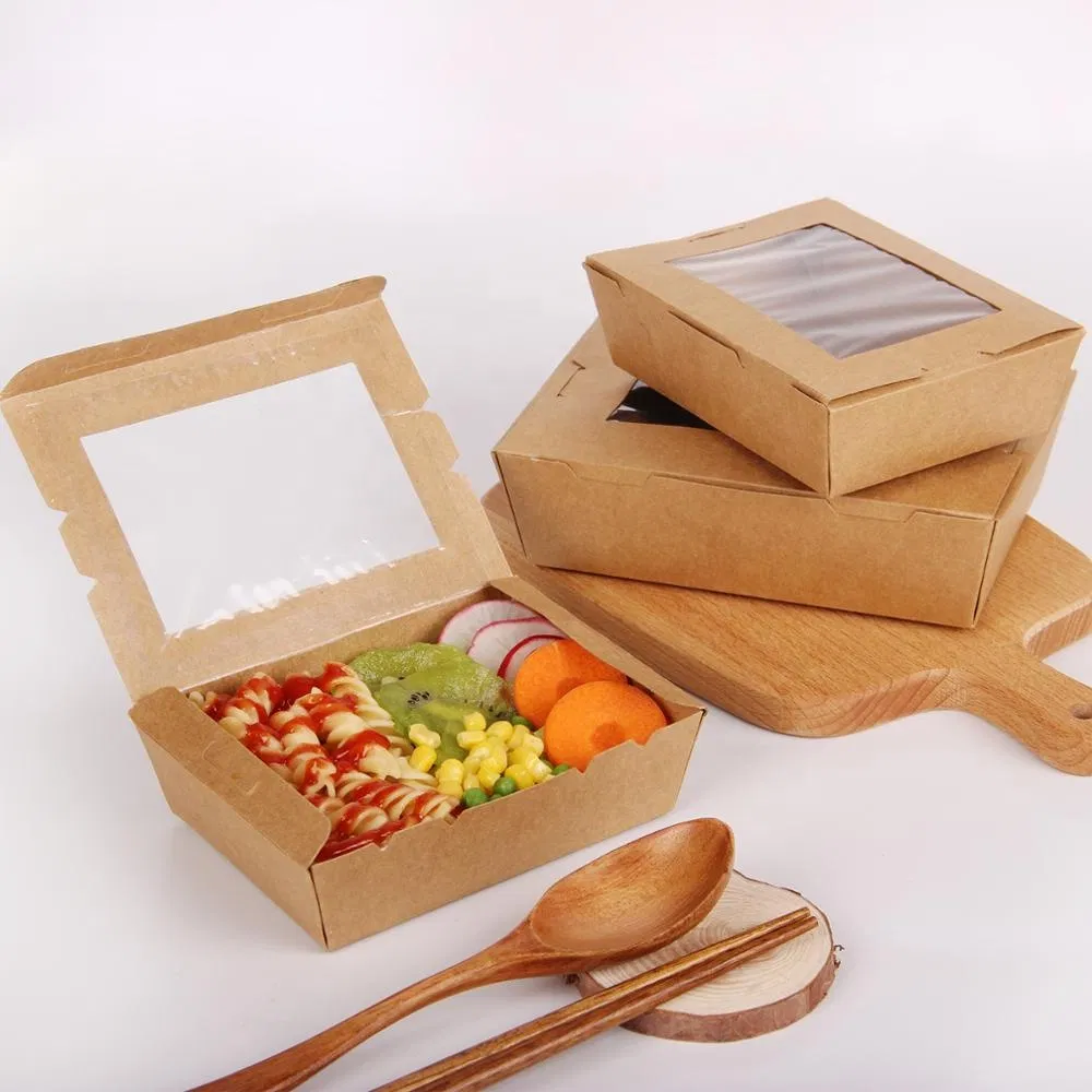 Caixa de Almoço Ecológica de Papel Biodegradável Caixa Bento Descartável para Alimentos