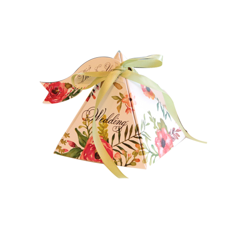 Caixas de presente de luxo brancas pequenas personalizadas para festas, embalagem de doces para casamento com fita