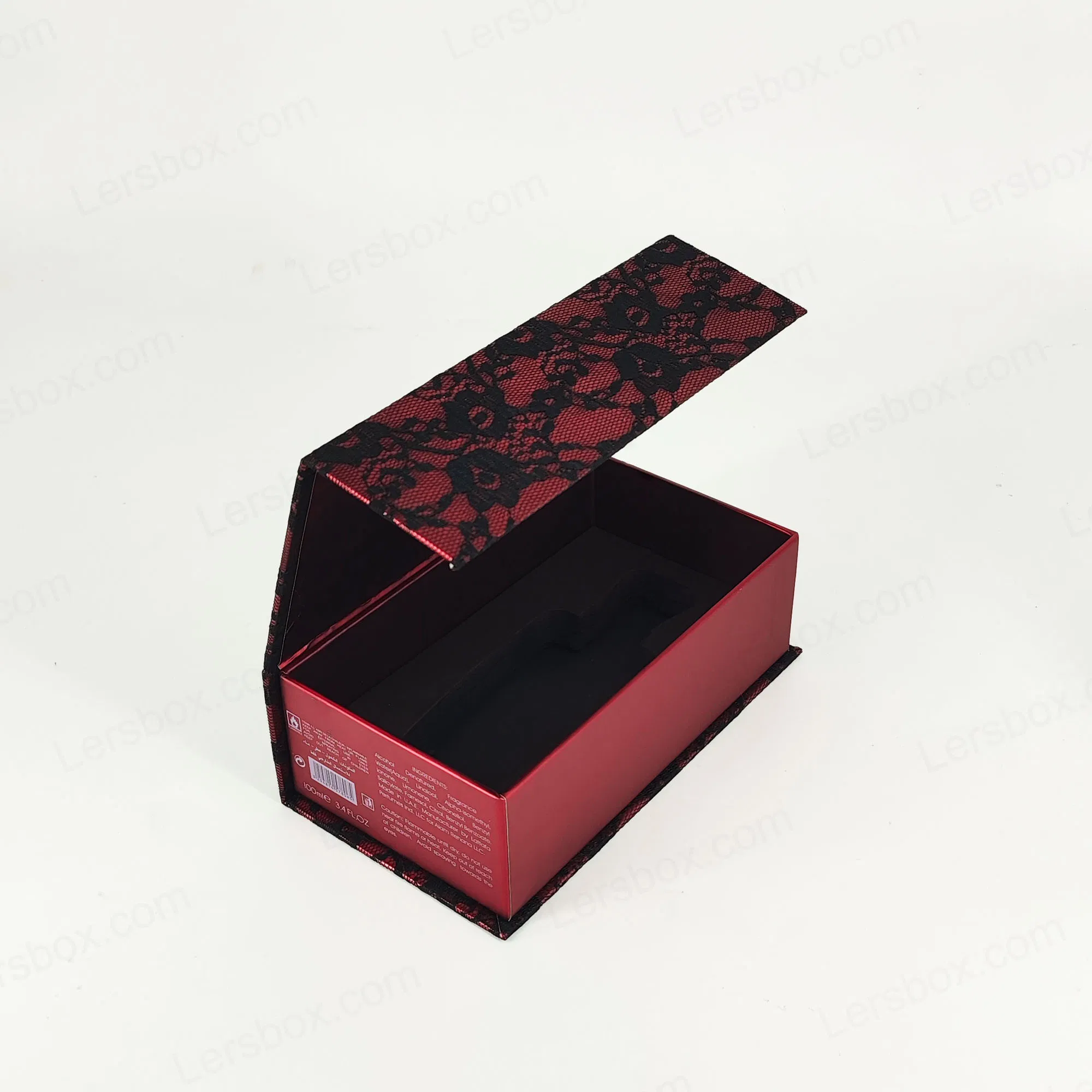Caixa de presente magnética dobrável de papel preto rígido com fechamento magnético e logotipo, impressão personalizada de luxo