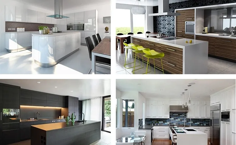Armário de Cozinha Modular em Melamina HPL Moderno para Cozinha de Casa Residencial Prefabricada